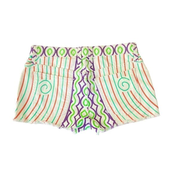 MARY KATRANTZOU Colorful White Denim Cut Off Shorts Sz 24 - Picture 3 of 10